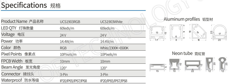 12V 24V WS2811 / GS8205 / UCS1903 Digital LED Strip Series